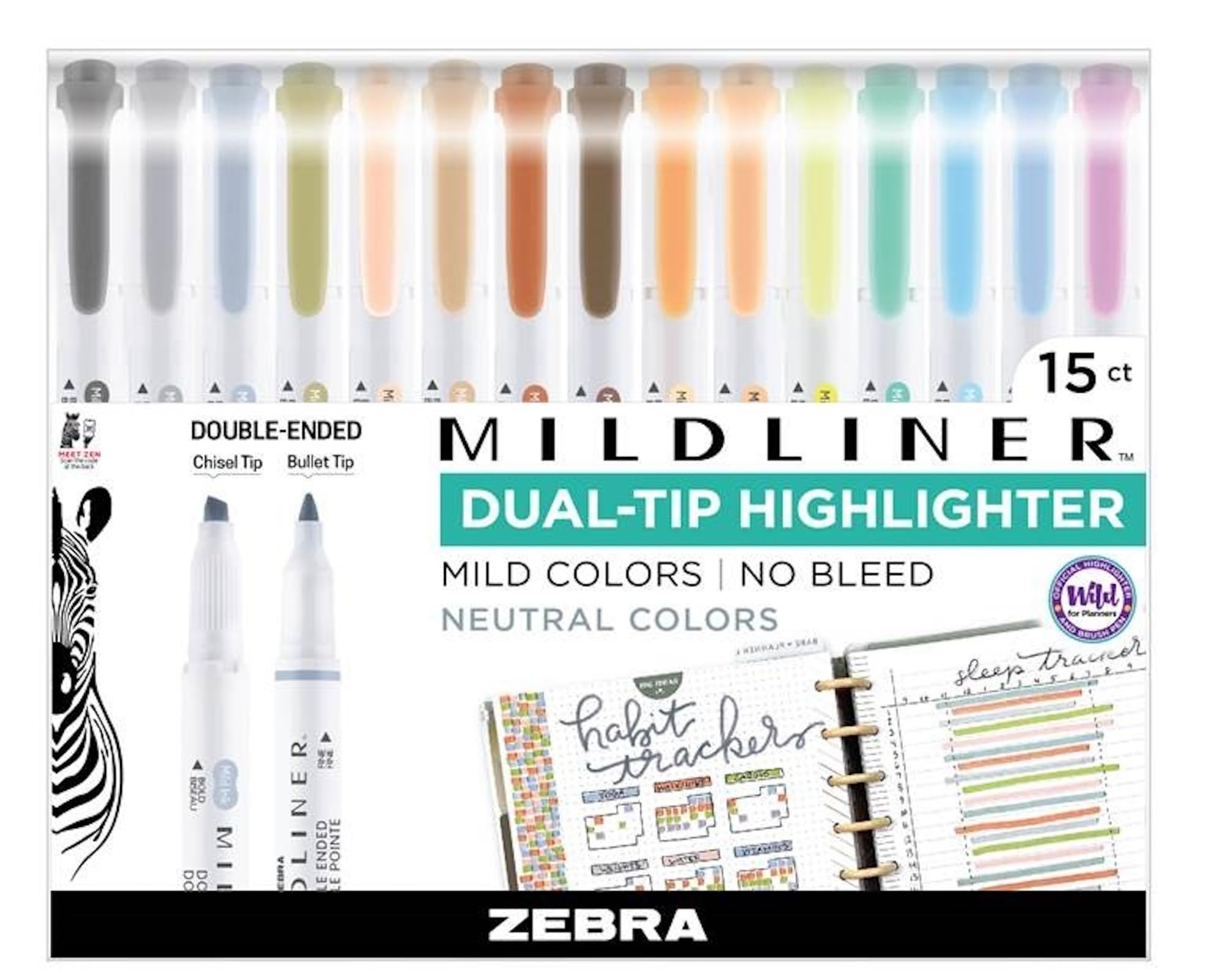 Foto 2 pulgar | Set De Iluminadores Zebra Pen Mildliner De Doble Punta, 15 Unidades - Venta Internacional.