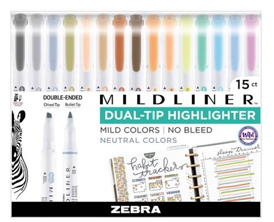 Foto 1 | Set De Iluminadores Zebra Pen Mildliner De Doble Punta, 15 Unidades - Venta Internacional.