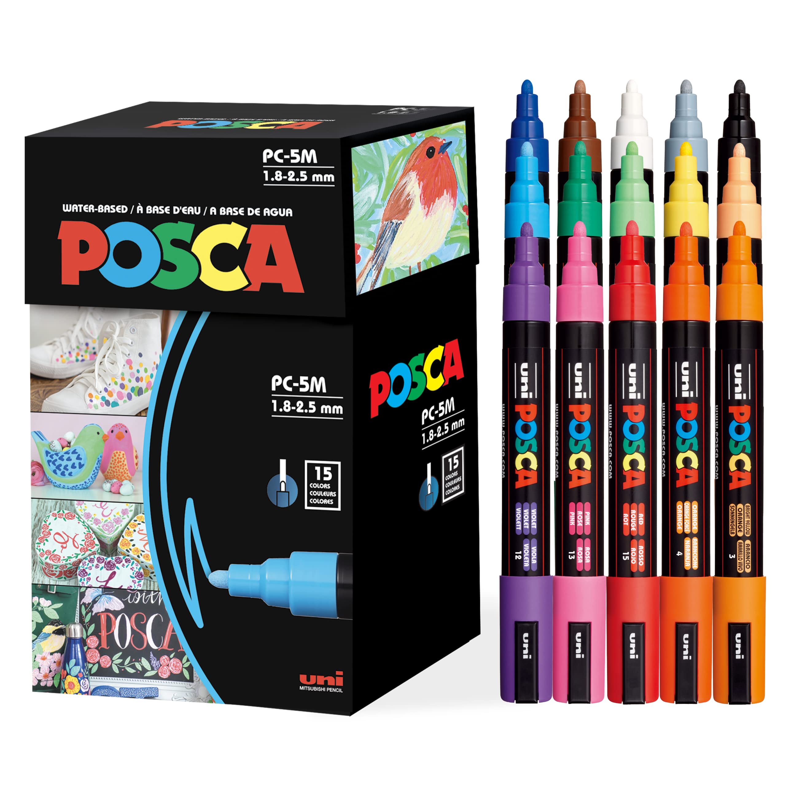 Foto 2 pulgar | Juego De 15 Rotuladores Posca, Tamaño Mediano, 5 M, Con Puntas Reversibles - Venta Internacional.