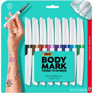 Foto 1 | Marcadores Temporales Para Tatuajes Bic Bodymark Precision, 8 Unidades - Venta Internacional.