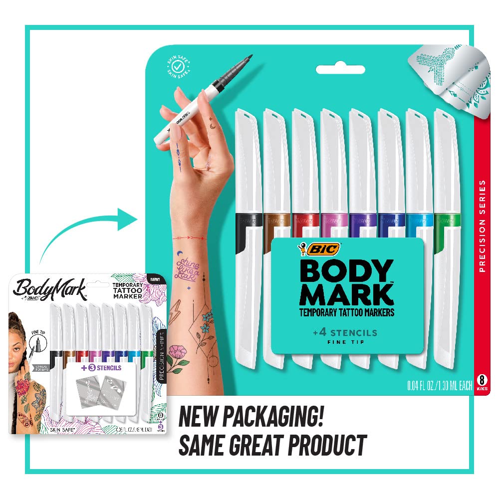 Foto 3 | Marcadores Temporales Para Tatuajes Bic Bodymark Precision, 8 Unidades - Venta Internacional.