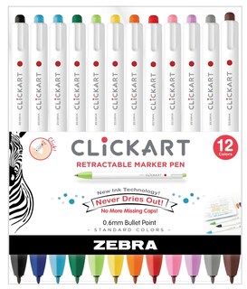 Foto 1 | Rotulador Zebra Pen Click Art Retráctil Fino De 0,6 Mm, Paquete De 12 - Venta Internacional.