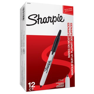 Foto 1 | Rotuladores Permanentes Sharpie Retráctiles De Punta Fina Negros 12 - Venta Internacional.