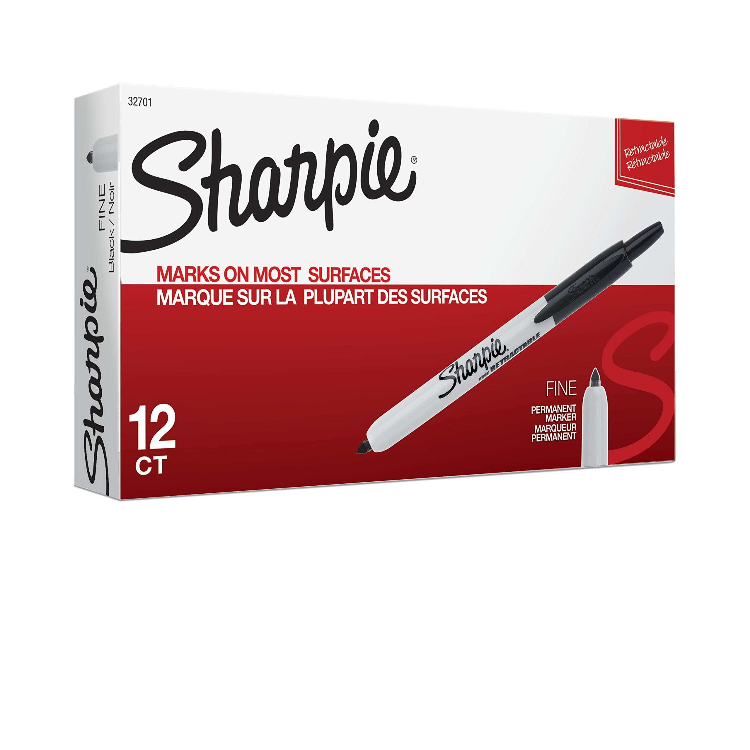 Foto 4 | Rotuladores Permanentes Sharpie Retráctiles De Punta Fina Negros 12 - Venta Internacional.