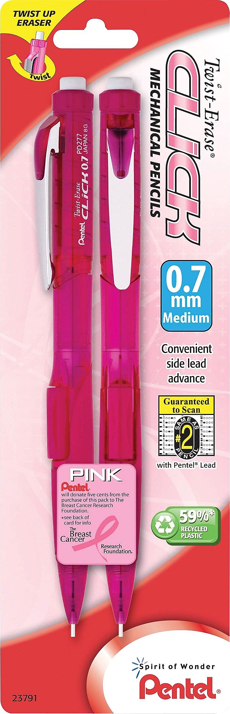 Foto 2 | Lápiz Mecánico Pentel Twist-erase Click De 0,7 Mm, Paquete De 2 - Venta Internacional.