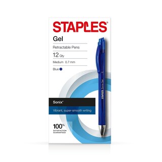 Foto 1 | Bolígrafos De Tinta En Gel Staples Sonix, Retráctiles, Tamaño Mediano, Azul - Venta Internacional.