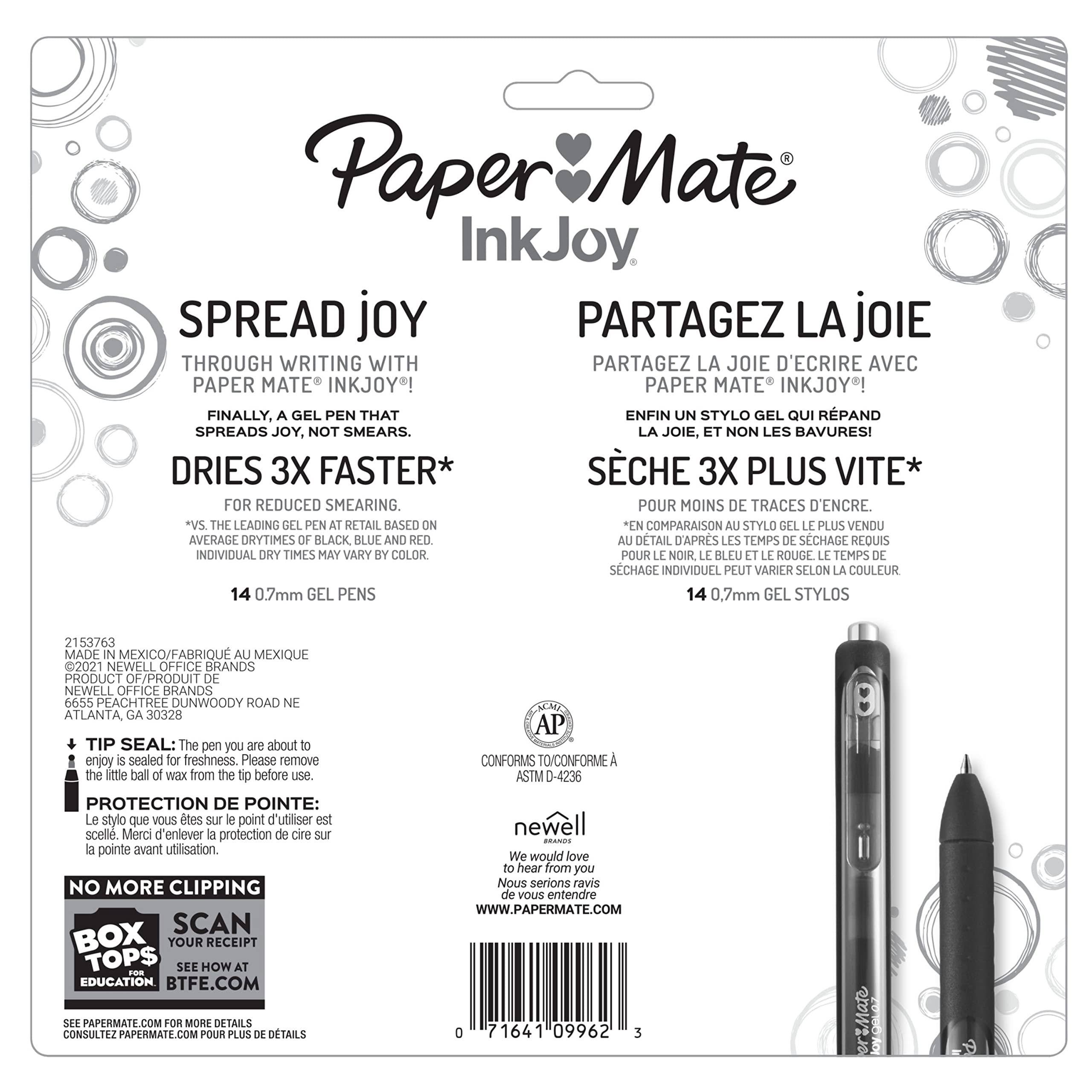 Foto 6 | Bolígrafos De Gel Paper Mate Inkjoy De Punta Mediana, Juego De 14 - Venta Internacional.