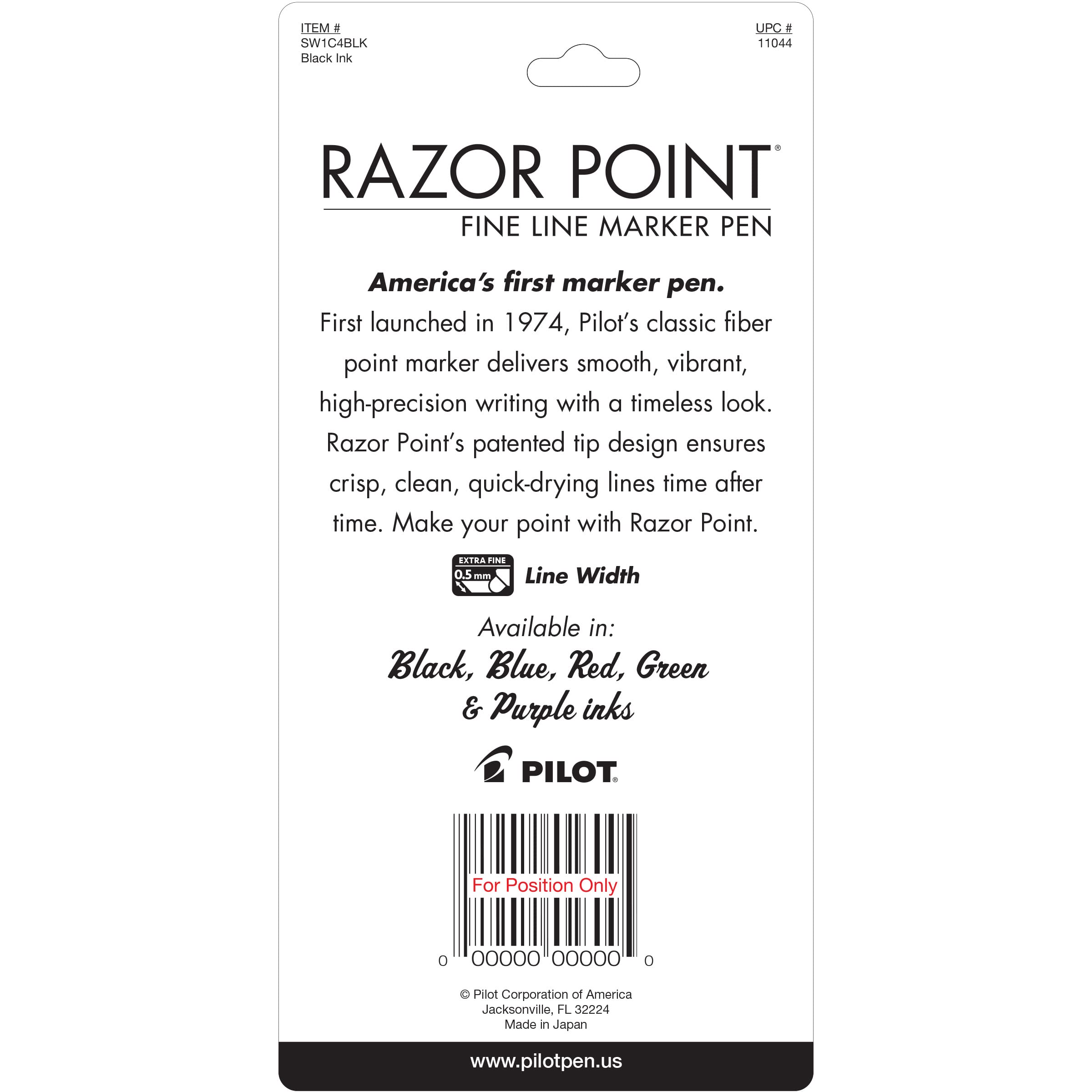 Foto 2 | Rotulador De Líneas Finas Pen Pilot Razor Point, 0,3 Mm, Paquete De 4 - Venta Internacional.