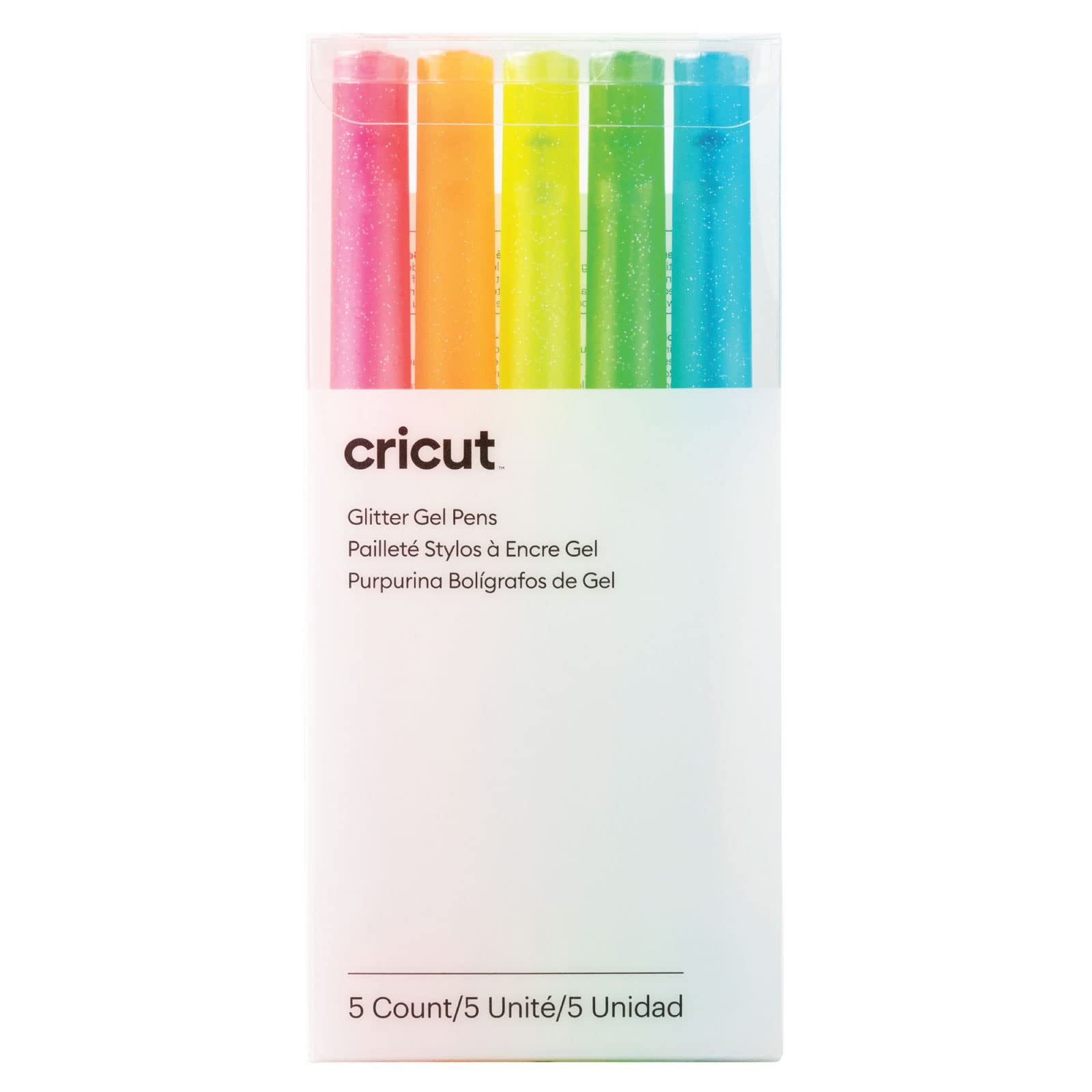 Foto 1 | Juego De 5 Bolígrafos De Gel Con Purpurina Cricut, Colores Neón, 0,8 Mm - Venta Internacional.