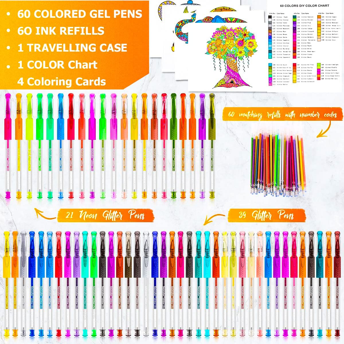 Foto 3 pulgar | Bolígrafos De Gel Con Purpurina Soucolor, Paquete De 120 Para Libros De Colorear Para Adultos - Venta Internacional.