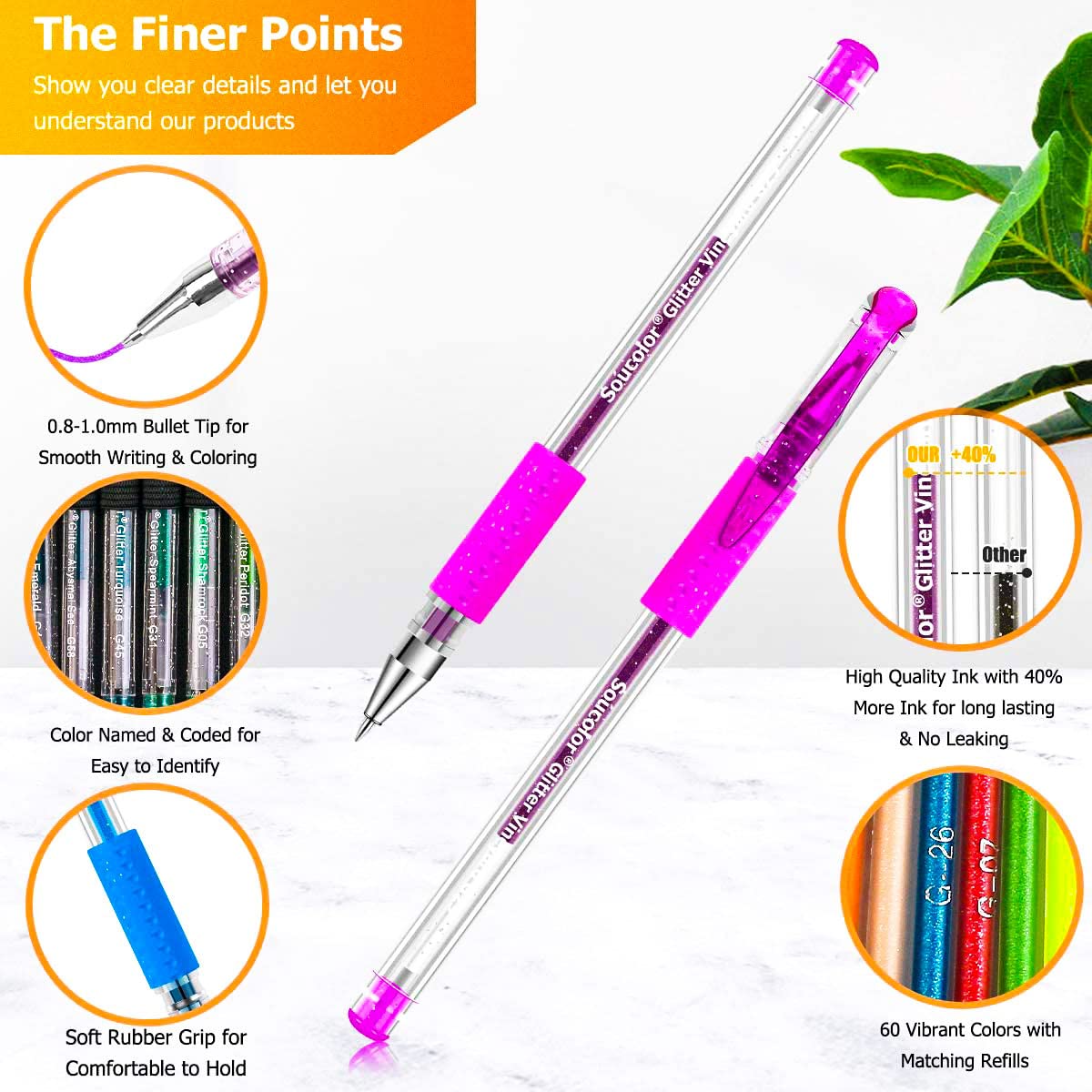 Foto 4 pulgar | Bolígrafos De Gel Con Purpurina Soucolor, Paquete De 120 Para Libros De Colorear Para Adultos - Venta Internacional.