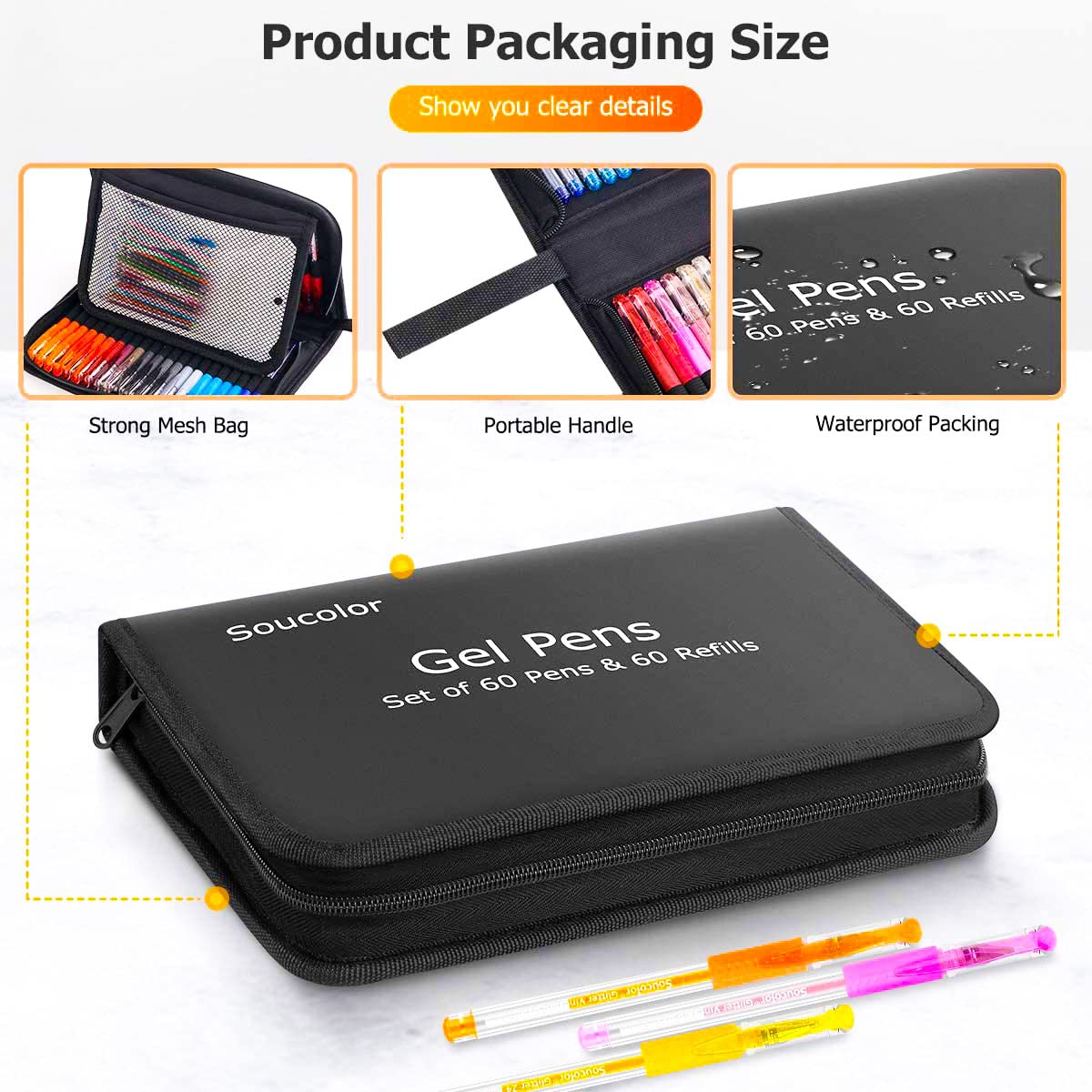 Foto 7 | Bolígrafos De Gel Con Purpurina Soucolor, Paquete De 120 Para Libros De Colorear Para Adultos - Venta Internacional.