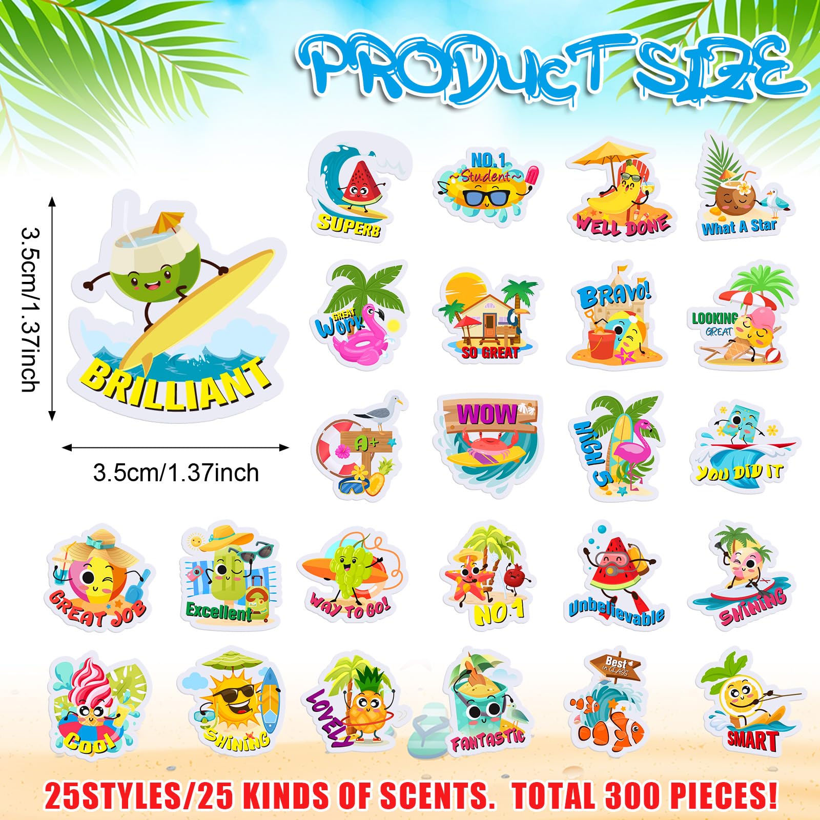 Foto 3 pulgar | Pegatinas Scratch And Sniff Jetec, 300 Unidades, Para Niños, Con Aroma A Frutas - Venta Internacional.