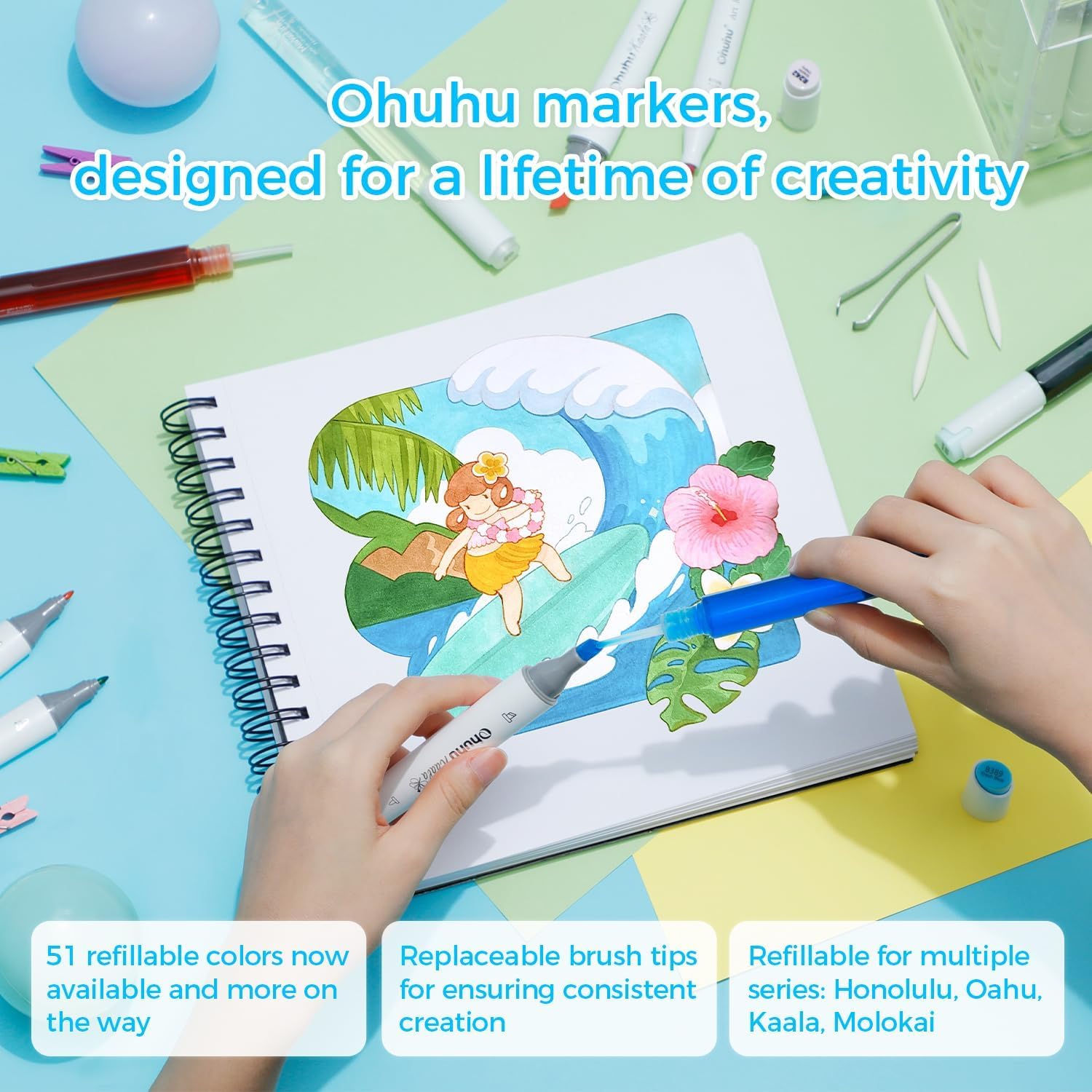 Foto 4 pulgar | Art Markers Ohuhu 120 Colores A Base De Alcohol Con Doble Punta - Venta Internacional.