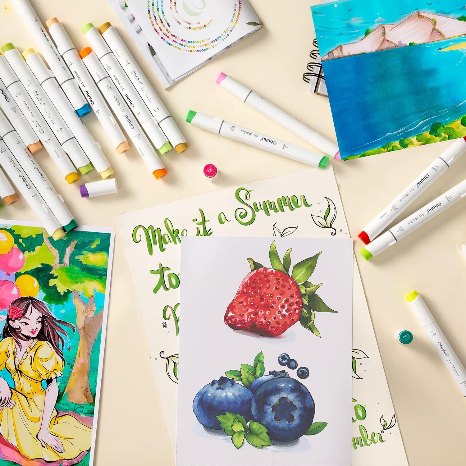 Foto 3 pulgar | Set De Arte Con Base De Alcohol Ohuhu  216 Colores  Brush Markers - Venta Internacional.