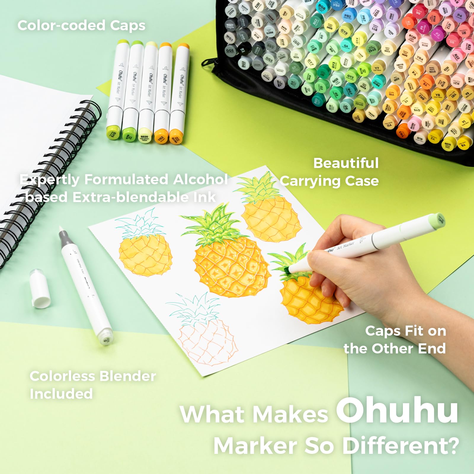 Foto 8 pulgar | Set De Arte Con Base De Alcohol Ohuhu  216 Colores  Brush Markers - Venta Internacional.