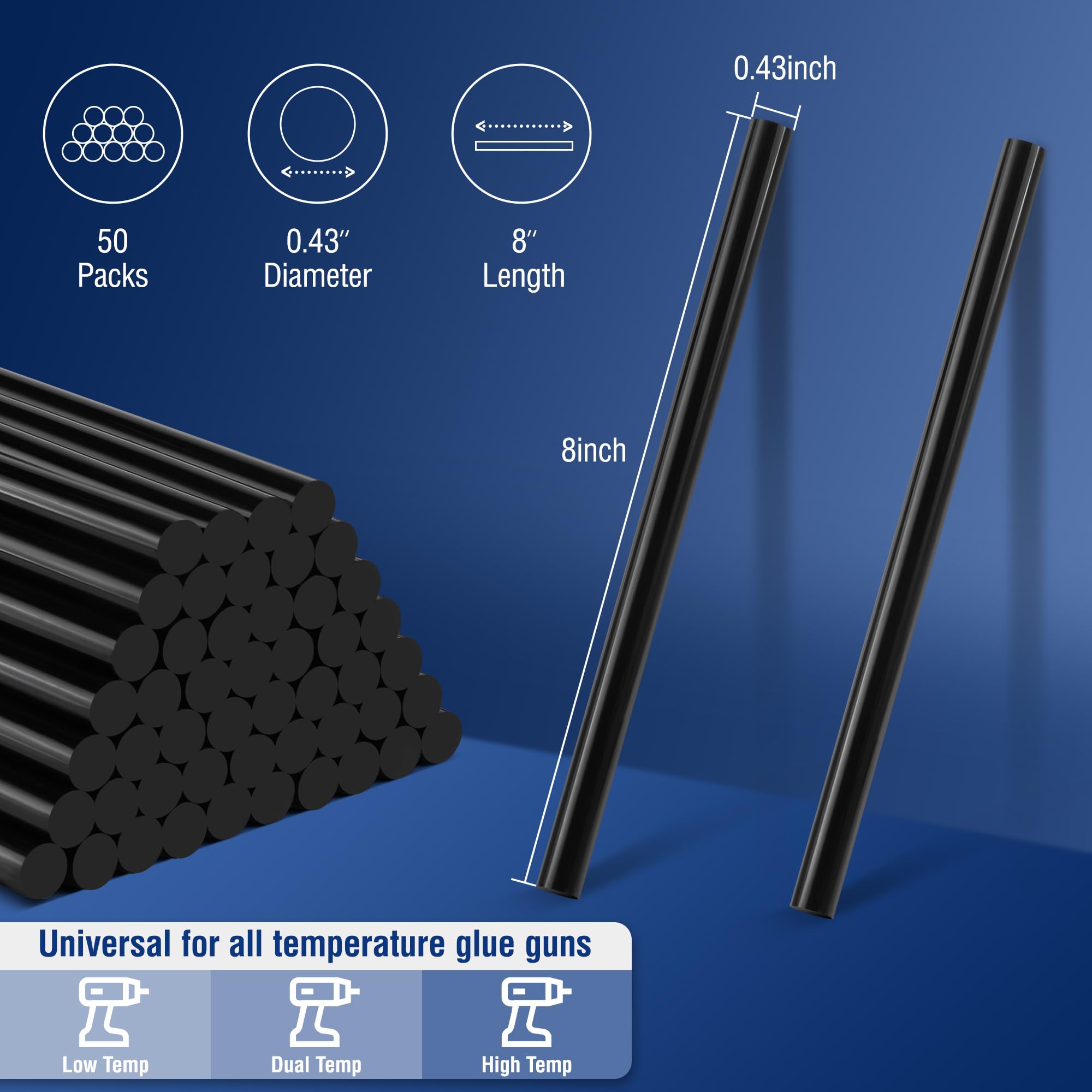 Foto 3 pulgar | Barras Termoadhesivas Workpro, Tamaño Completo, 50 Unidades, Color Negro Para Todo Tipo De Temperaturas - Venta I