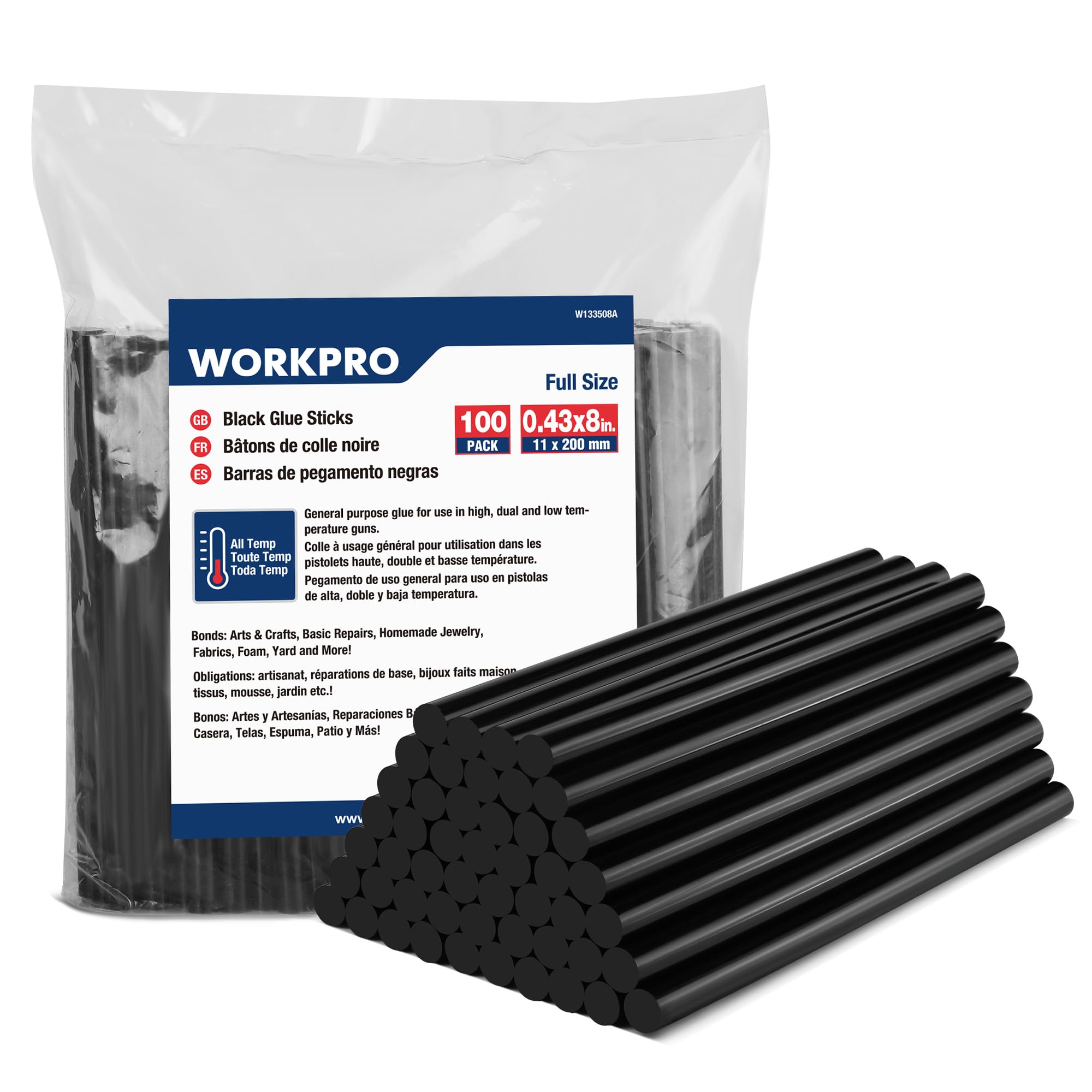 Foto 2 pulgar | Barras Adhesivas Termofusibles Workpro, Paquete De 100 Unidades, 11 X 200 Mm - Venta Internacional.