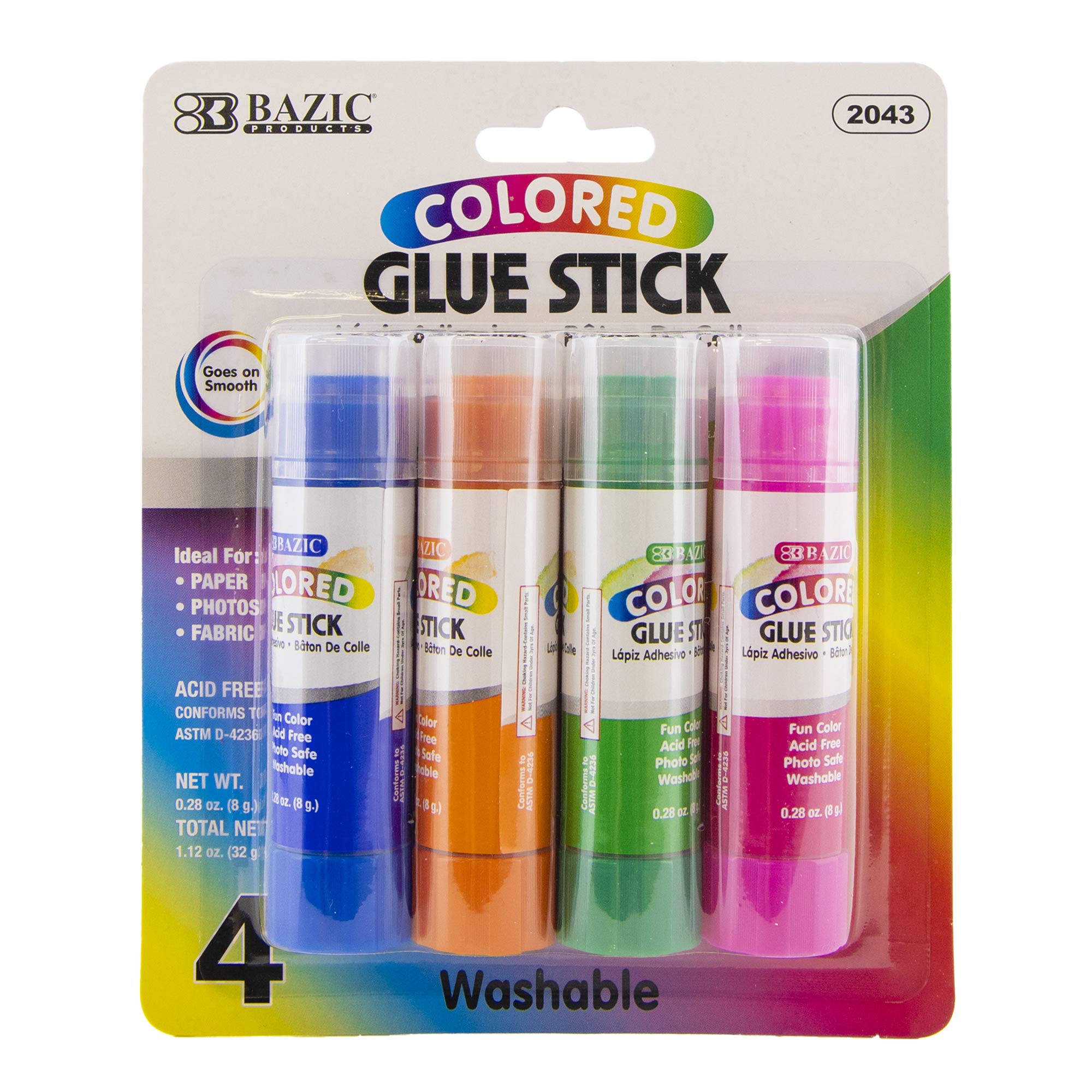 Foto 2 pulgar | Barra De Pegamento Bazic, Lavable, De Colores, 8 G/0.28 Oz Para Niños, Paquete De 1 Unidad - Venta Internacional.