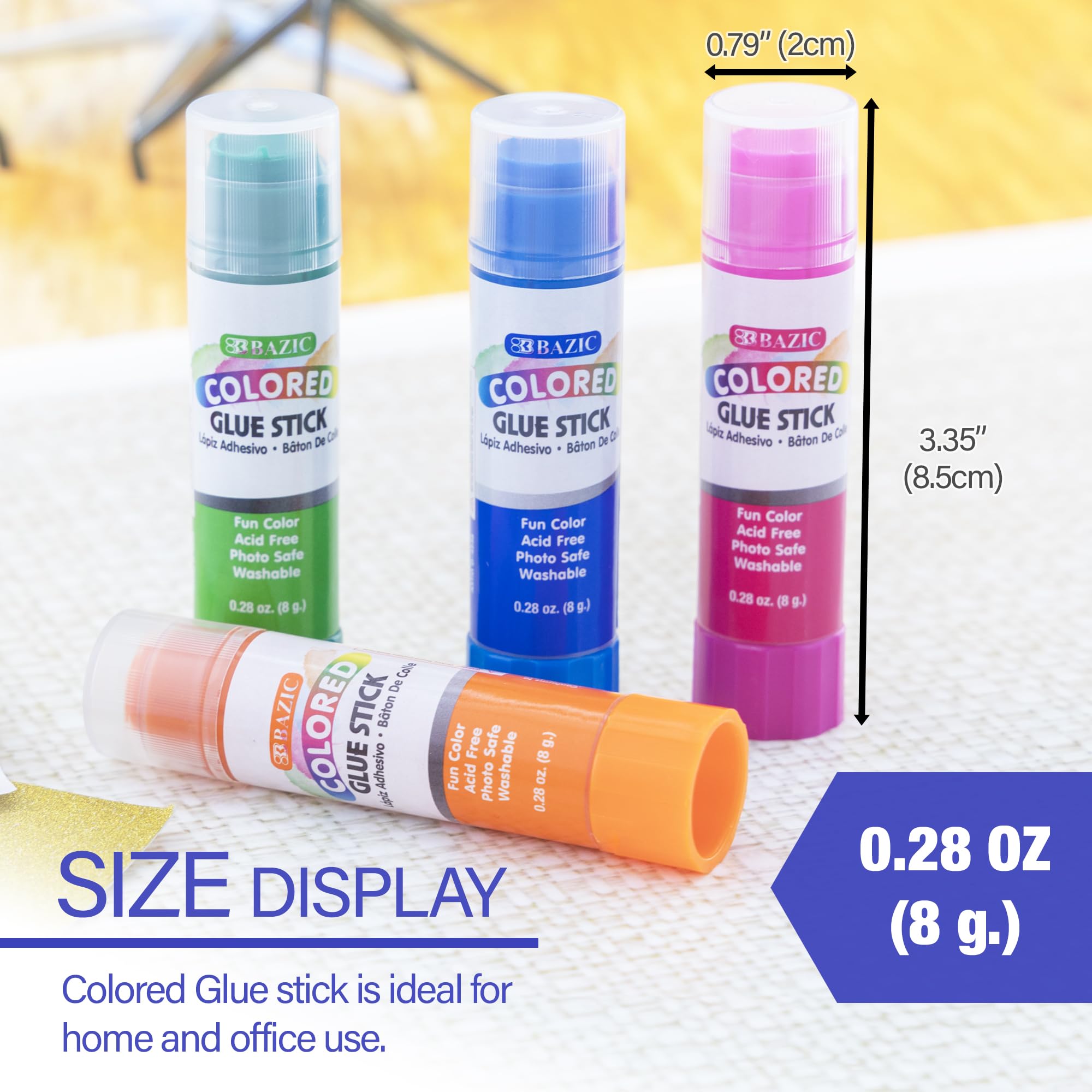 Foto 3 pulgar | Barra De Pegamento Bazic, Lavable, De Colores, 8 G/0.28 Oz Para Niños, Paquete De 1 Unidad - Venta Internacional.