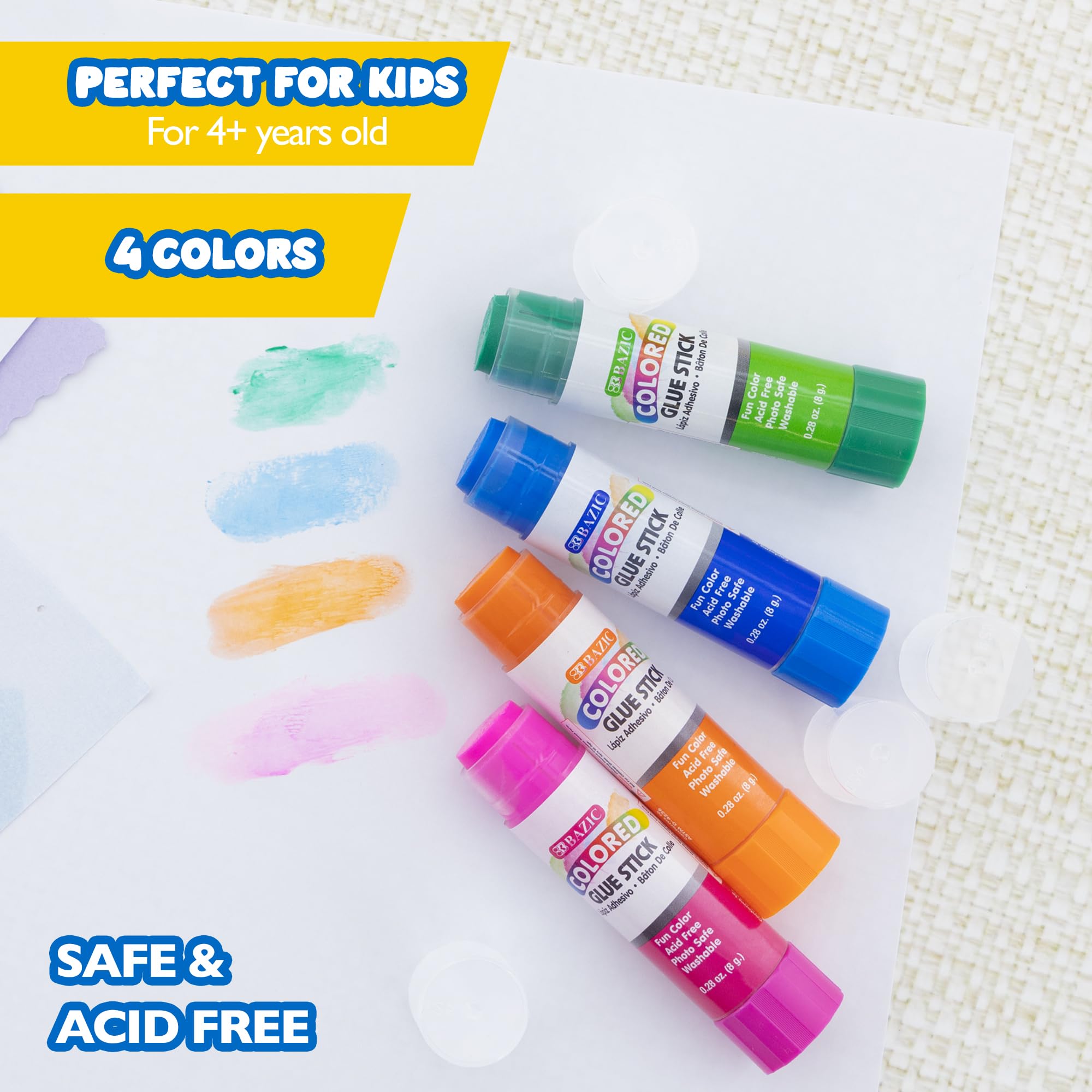 Foto 4 pulgar | Barra De Pegamento Bazic, Lavable, De Colores, 8 G/0.28 Oz Para Niños, Paquete De 1 Unidad - Venta Internacional.