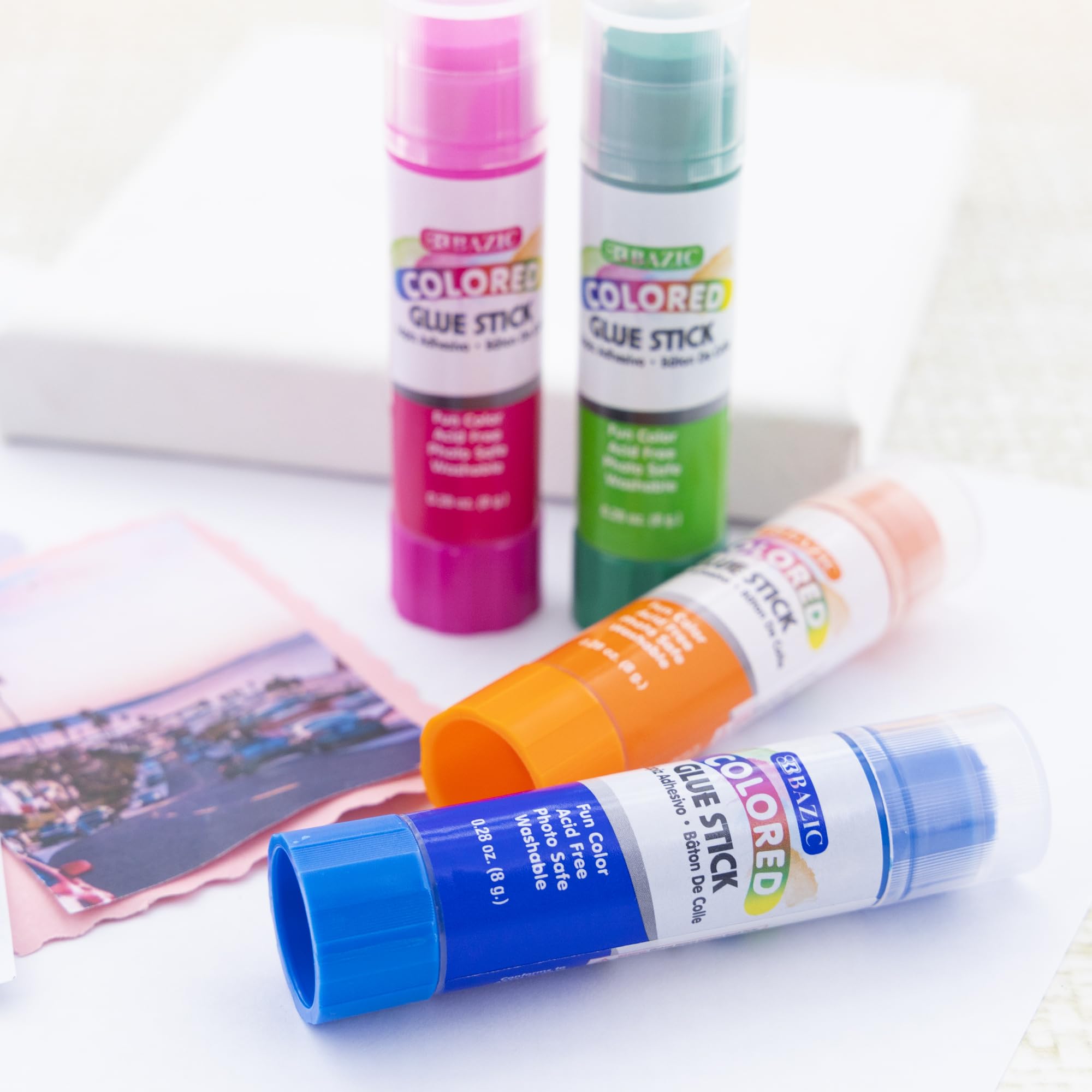 Foto 6 | Barra De Pegamento Bazic, Lavable, De Colores, 8 G/0.28 Oz Para Niños, Paquete De 1 Unidad - Venta Internacional.