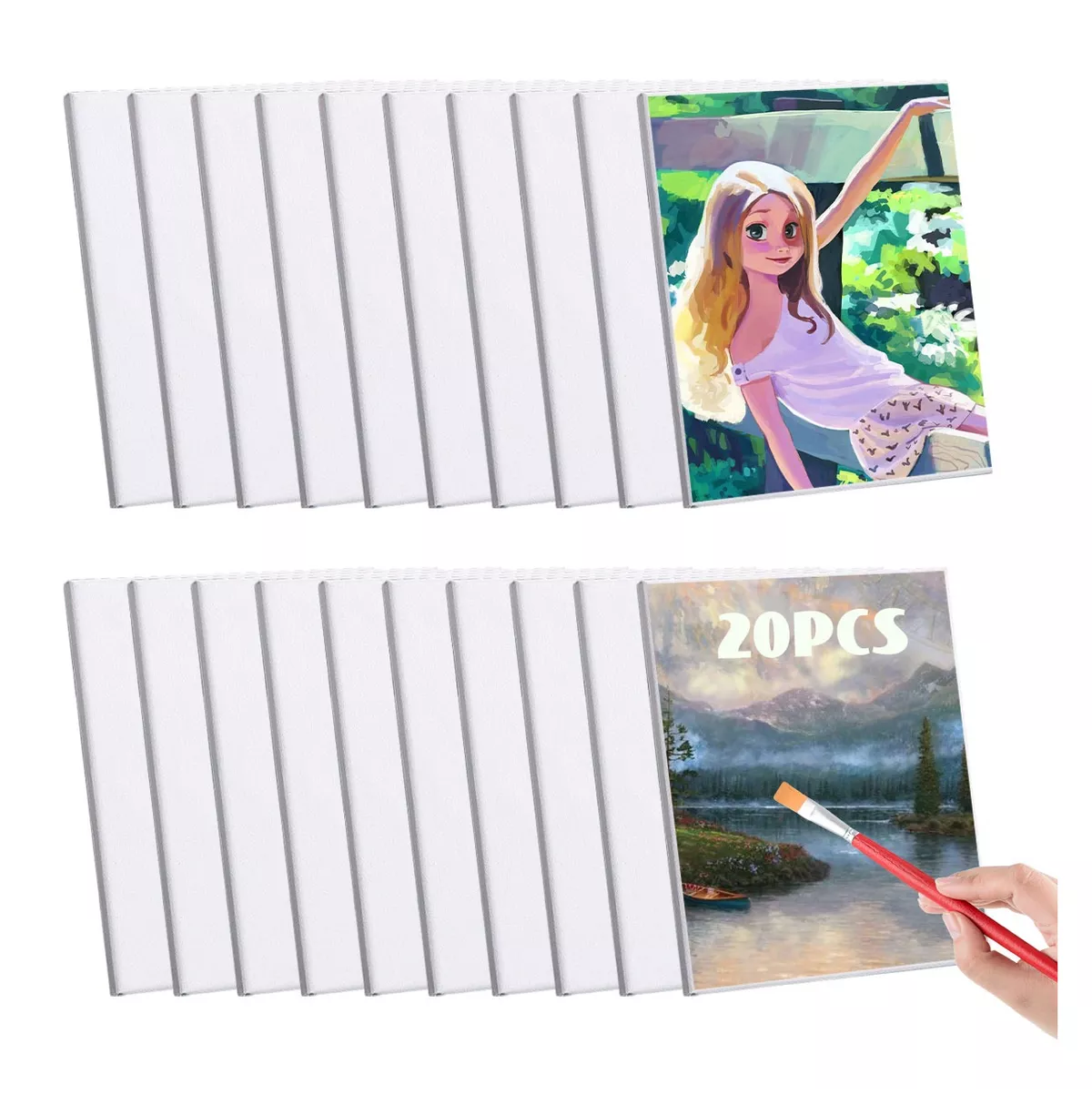 Foto 2 pulgar | 20pcs Lienzo Artístico Para Pintar Acrílico 26.5*19cm Blanco