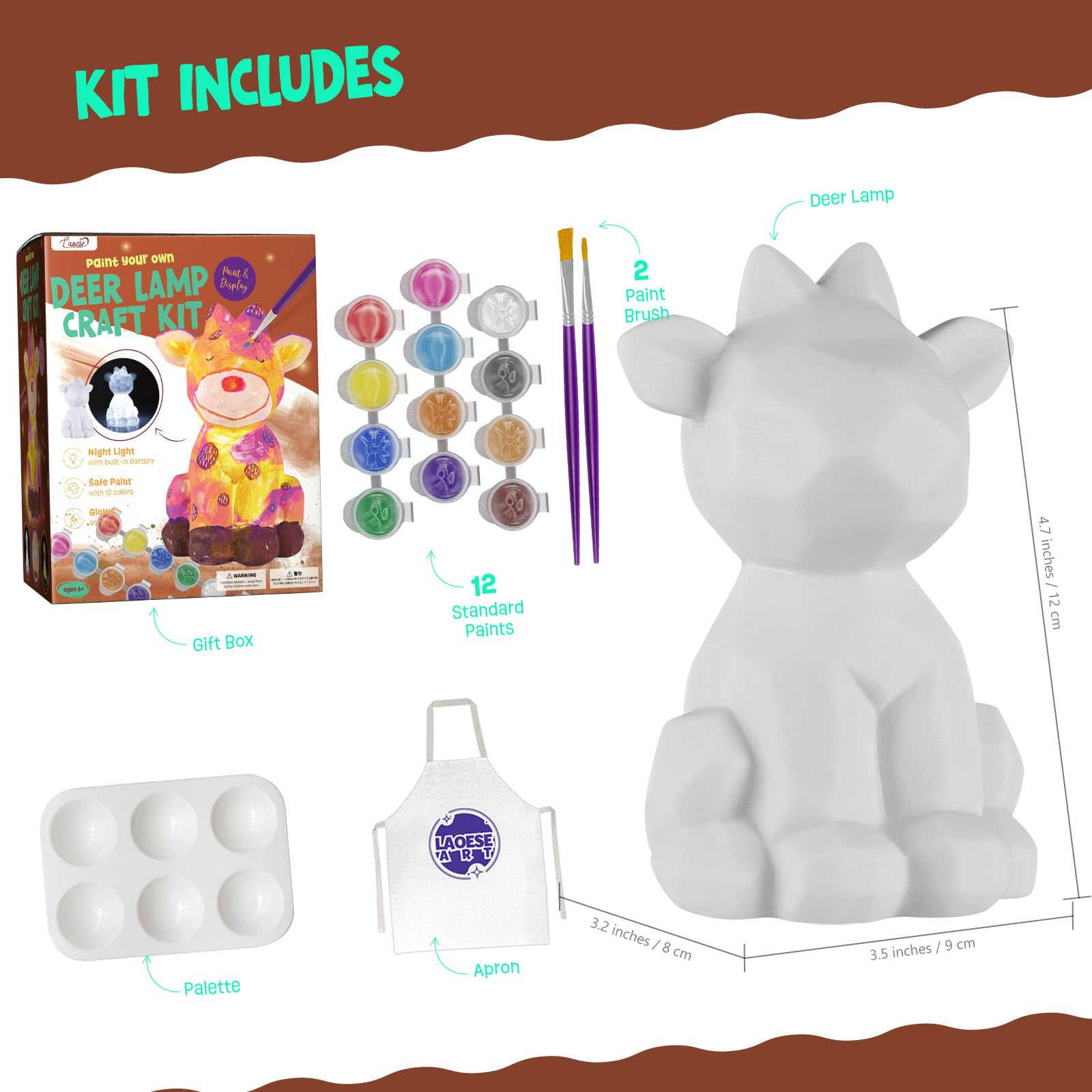 Foto 4 pulgar | Kit De Pintura Laoese Deer Lamp Con Pinturas Y Pinceles Para Niños De 6 A 14 Años - Venta Internacional.