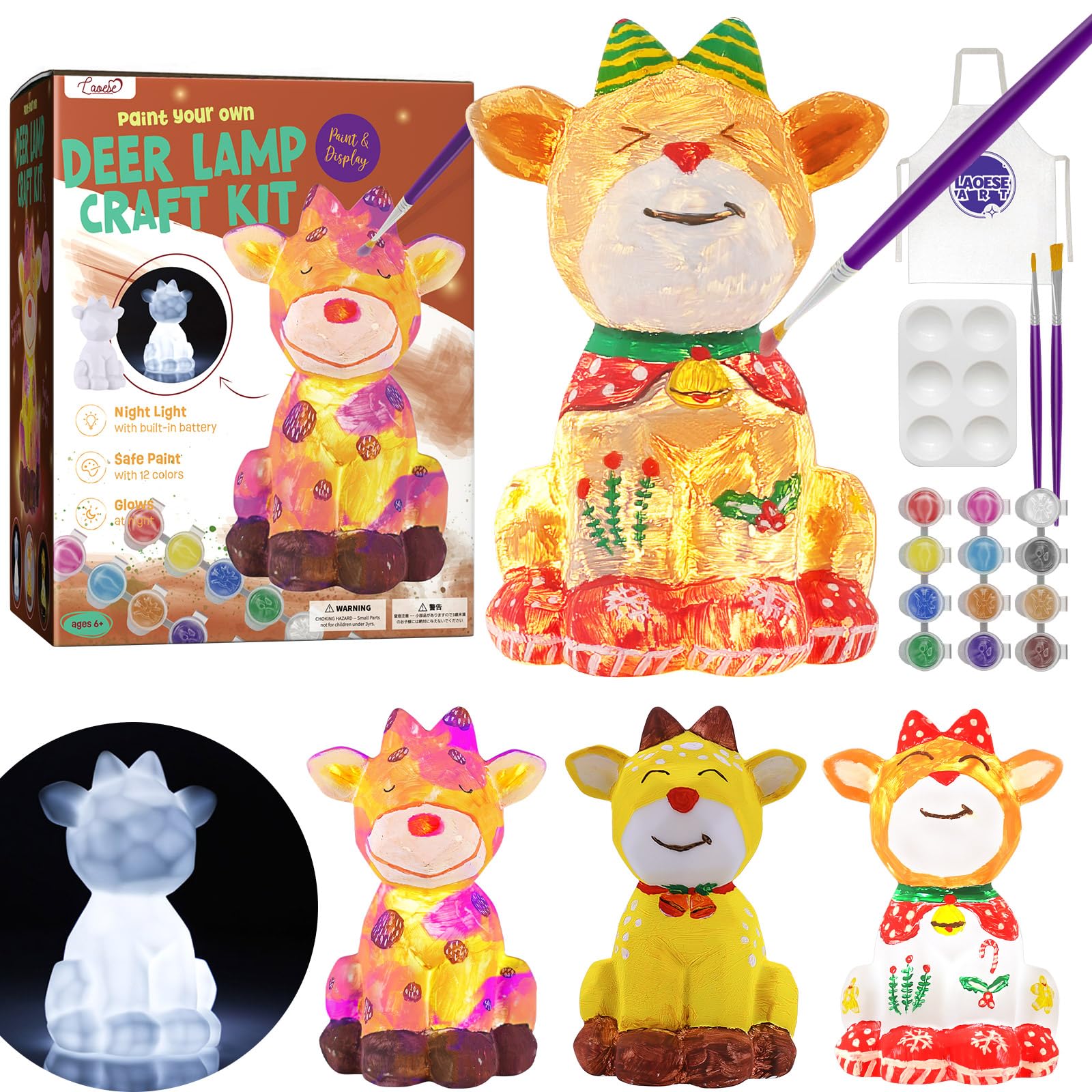 Foto 2 pulgar | Kit De Pintura Laoese Deer Lamp Con Pinturas Y Pinceles Para Niños De 6 A 14 Años - Venta Internacional.