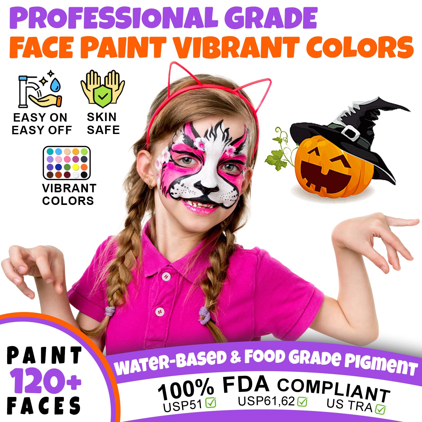 Foto 2 | Kit De Pintura Facial Drawdart, 24 Colores A Base De Agua, No Tóxico - Venta Internacional.