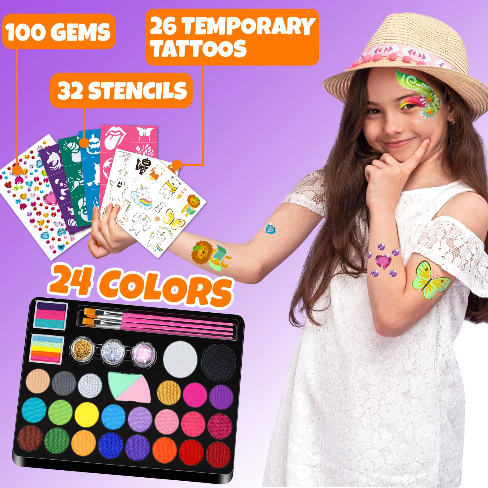 Foto 7 | Kit De Pintura Facial Drawdart, 24 Colores A Base De Agua, No Tóxico - Venta Internacional.