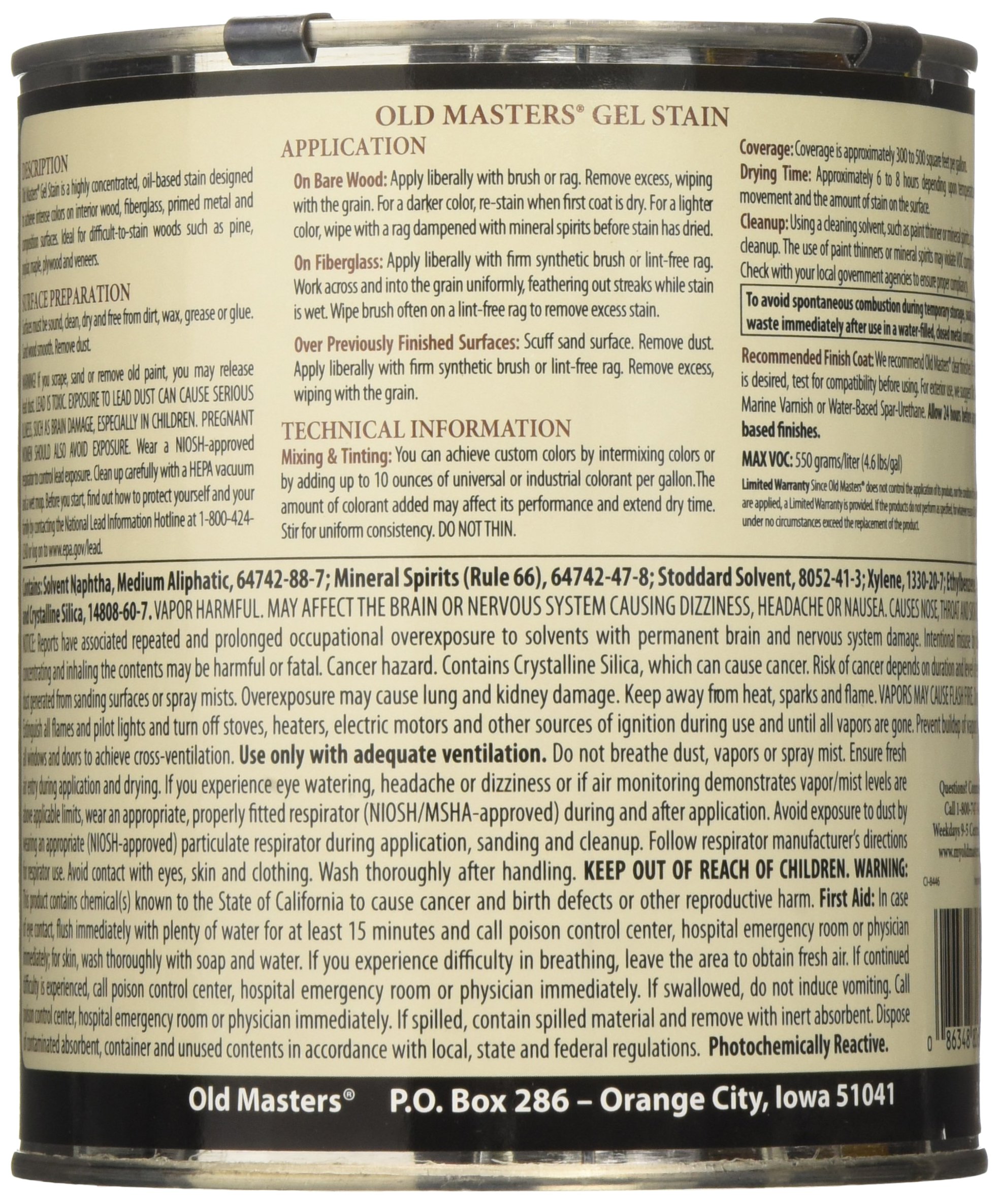 Foto 2 | Pintura En Gel Old Masters 80604 Early American, 1 Litro, Para Madera - Venta Internacional.