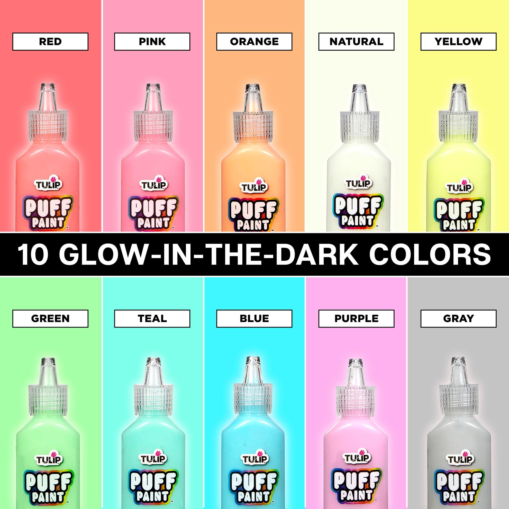 Foto 4 | Puff Paint Tulip Glow In The Dark, Paquete De 10 Unidades (0,75 Onzas Líquidas) - Venta Internacional.