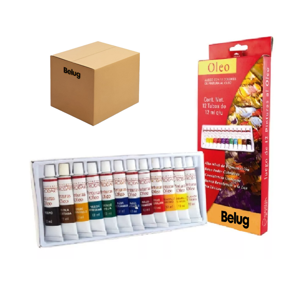 Foto 2 pulgar | Kit Estuche Pintura Óleo Belug Arte Tubo 12 Ml 12 Colores, Multicolor
