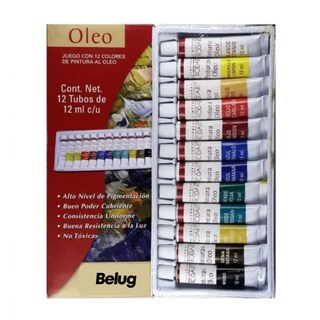 Foto 2 | Kit Estuche Pintura Óleo Belug Arte Tubo 12 Ml 12 Colores, Multicolor