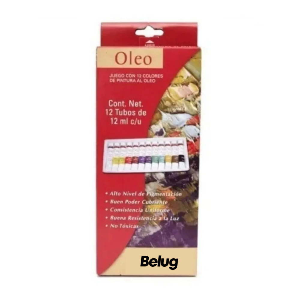 Foto 5 pulgar | Kit Estuche Pintura Óleo Belug Arte Tubo 12 Ml 12 Colores, Multicolor