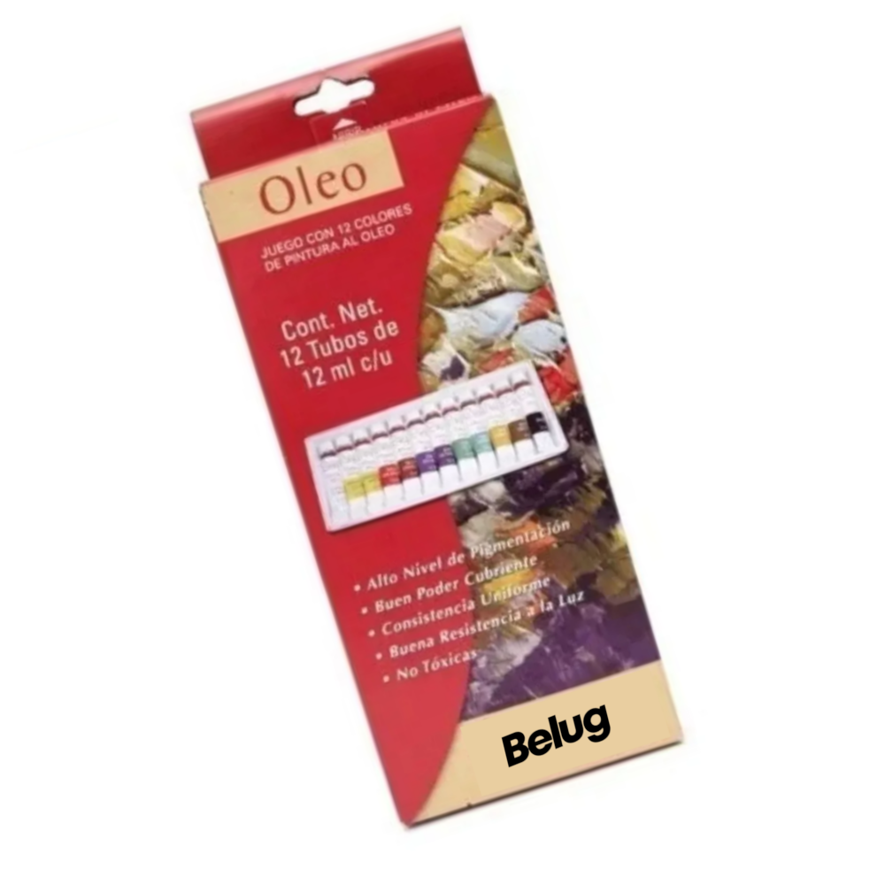 Foto 6 pulgar | Kit Estuche Pintura Óleo Belug Arte Tubo 12 Ml 12 Colores, Multicolor