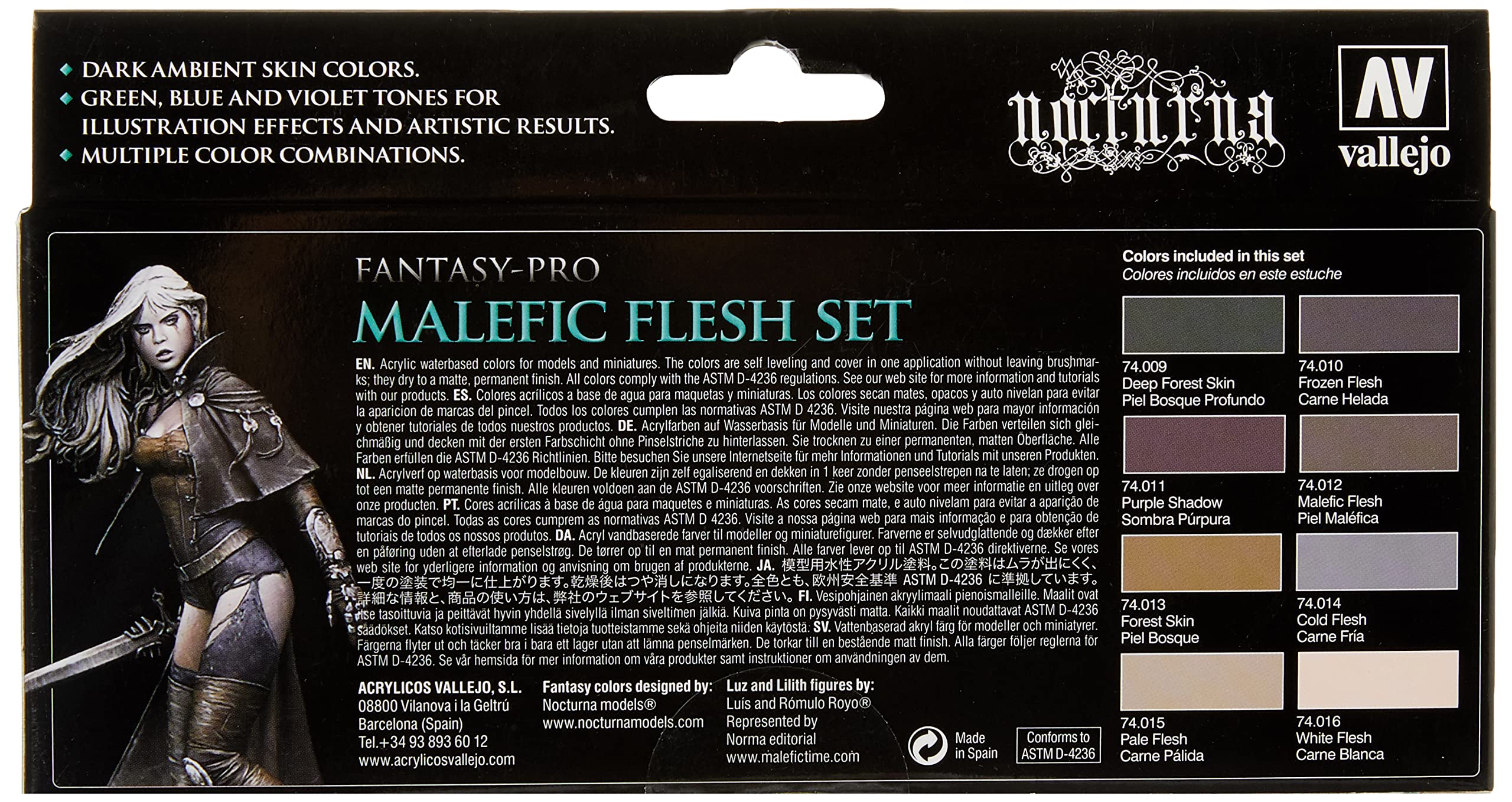 Foto 5 pulgar | Set De Pintura Acrílica Vallejo Pro Nocturna Malefic Flesh 8x17ml - Venta Internacional.
