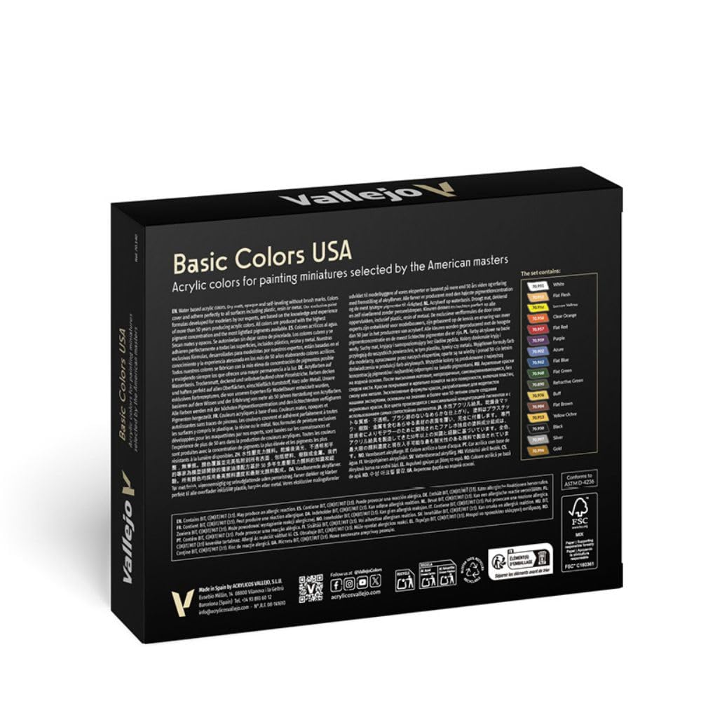 Foto 4 pulgar | Set De Pintura Acrílica Para Modelar Vallejo Model Color Basic Usa 18ml - Venta Internacional.