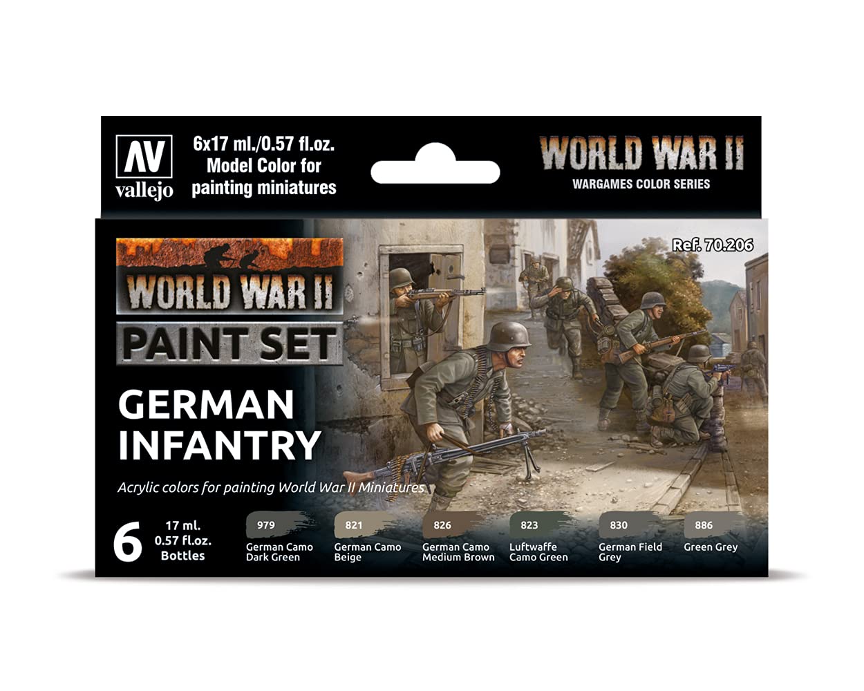 Foto 2 pulgar | Set De Pintura Vallejo Model Color De Infantería Alemana De La Segunda Guerra Mundial, 17 Ml X6 - Venta Internacional.