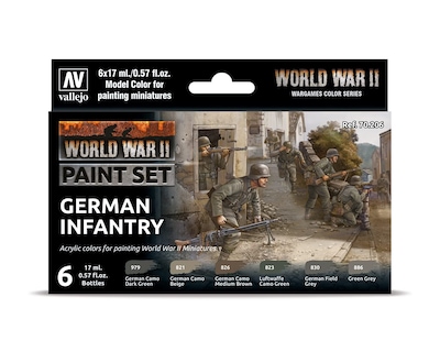 Foto 1 | Set De Pintura Vallejo Model Color De Infantería Alemana De La Segunda Guerra Mundial, 17 Ml X6 - Venta Internacional.