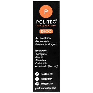 Foto 6 | Set 2 Piezas De Tinta Acrilica 30ml Politec