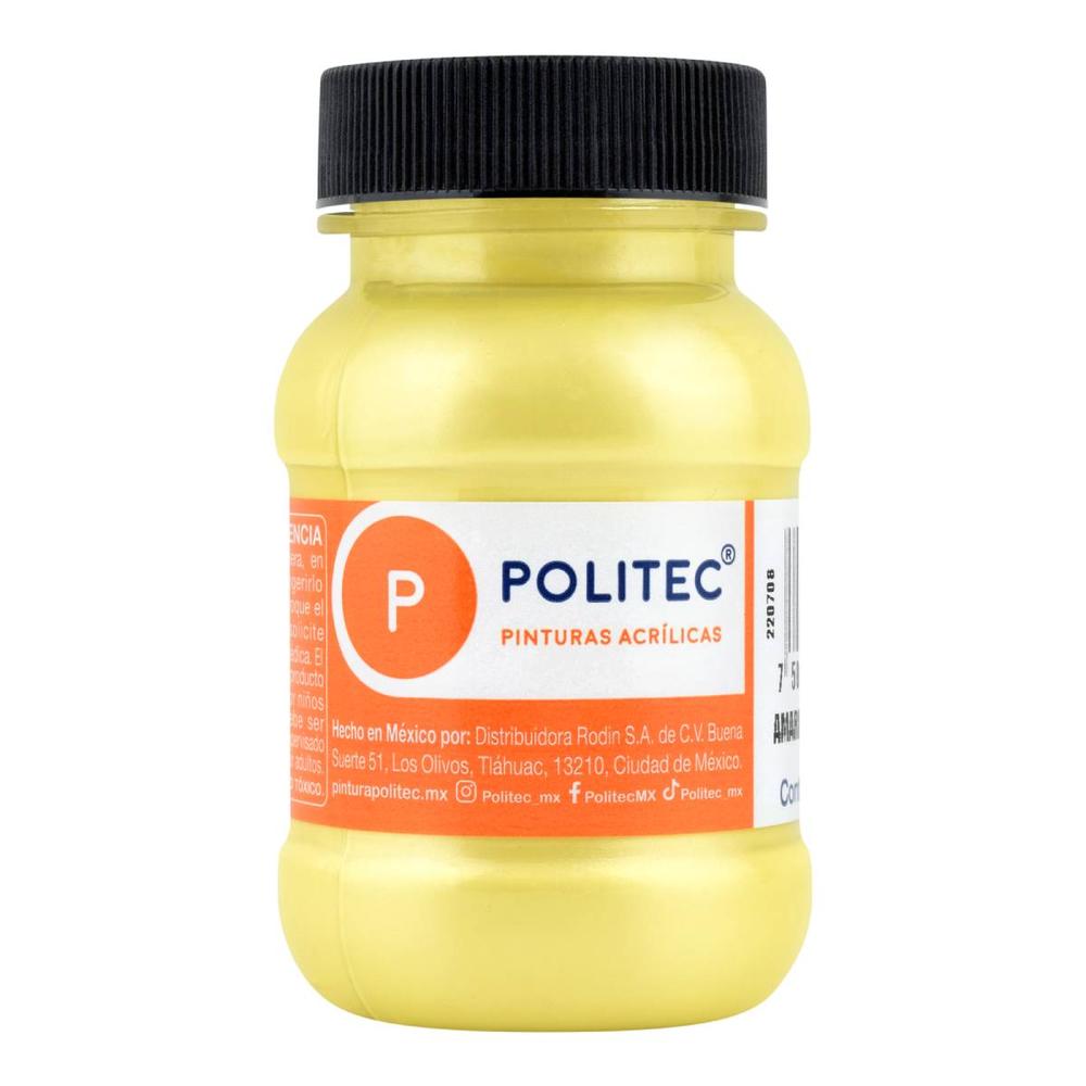 Foto 2 pulgar | Pintura Acrílica Politec Amarillo Metálico de 100 ml 2 Piezas