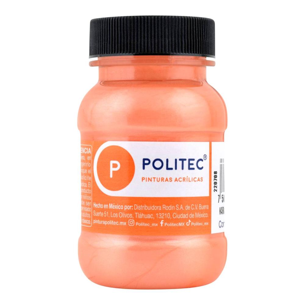 Pintura Acrílica Politec Naranja Metálico de 100 ml 2 Piezas