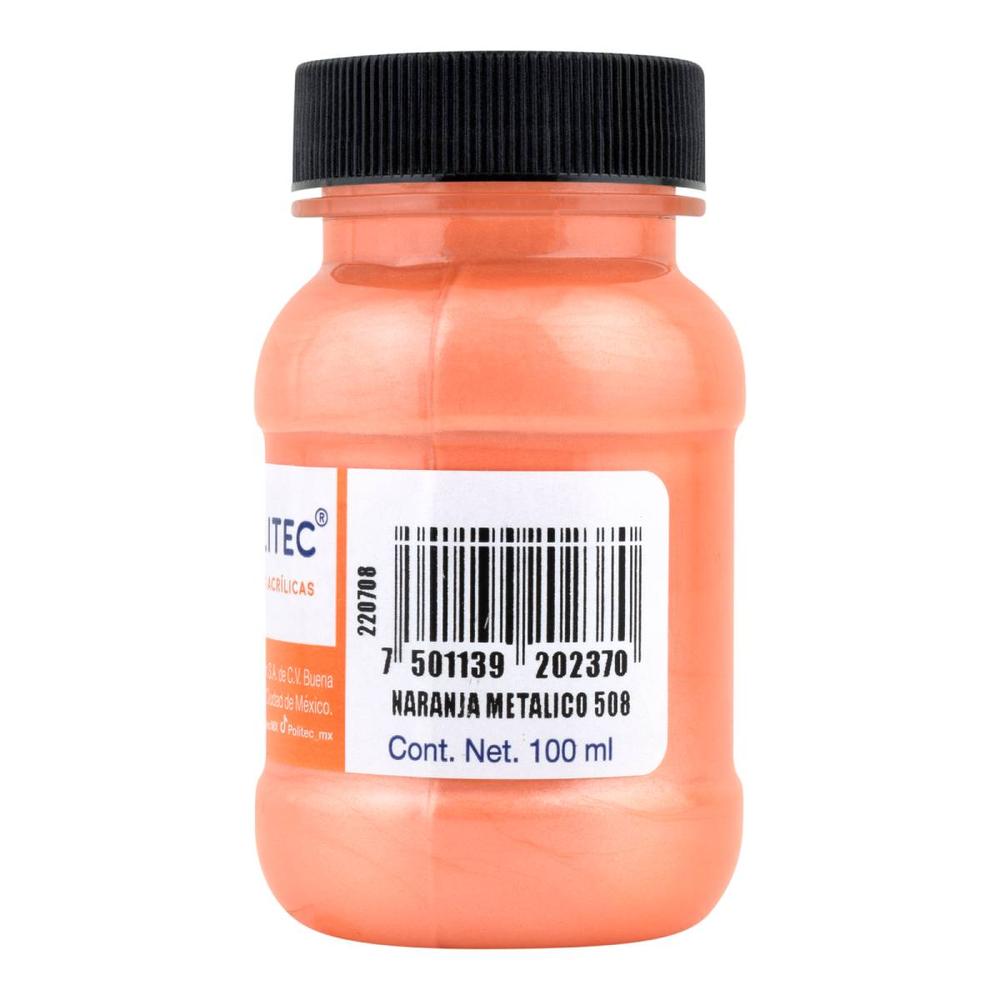 Foto 4 | Pintura Acrílica Politec Naranja Metálico de 100 ml 2 Piezas
