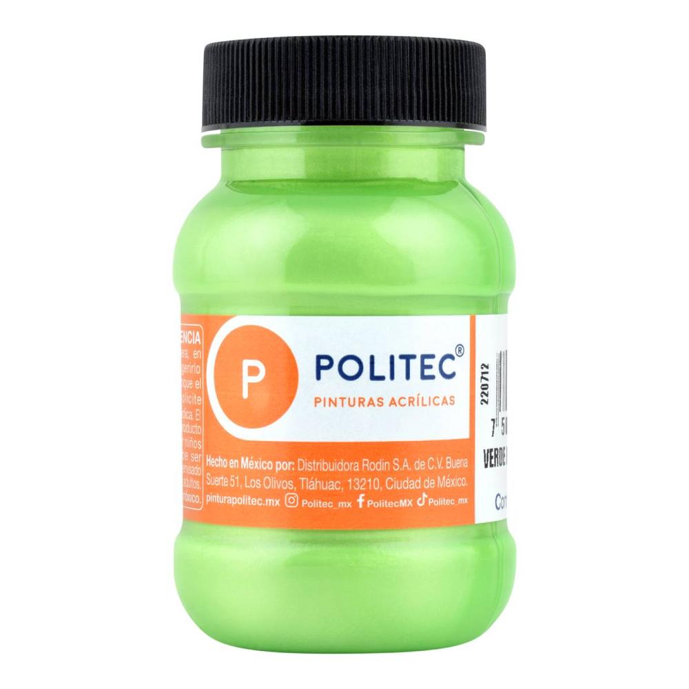 Pintura Acrílica Politec Verde Hoja Metálico de 100 ml 2 Piezas