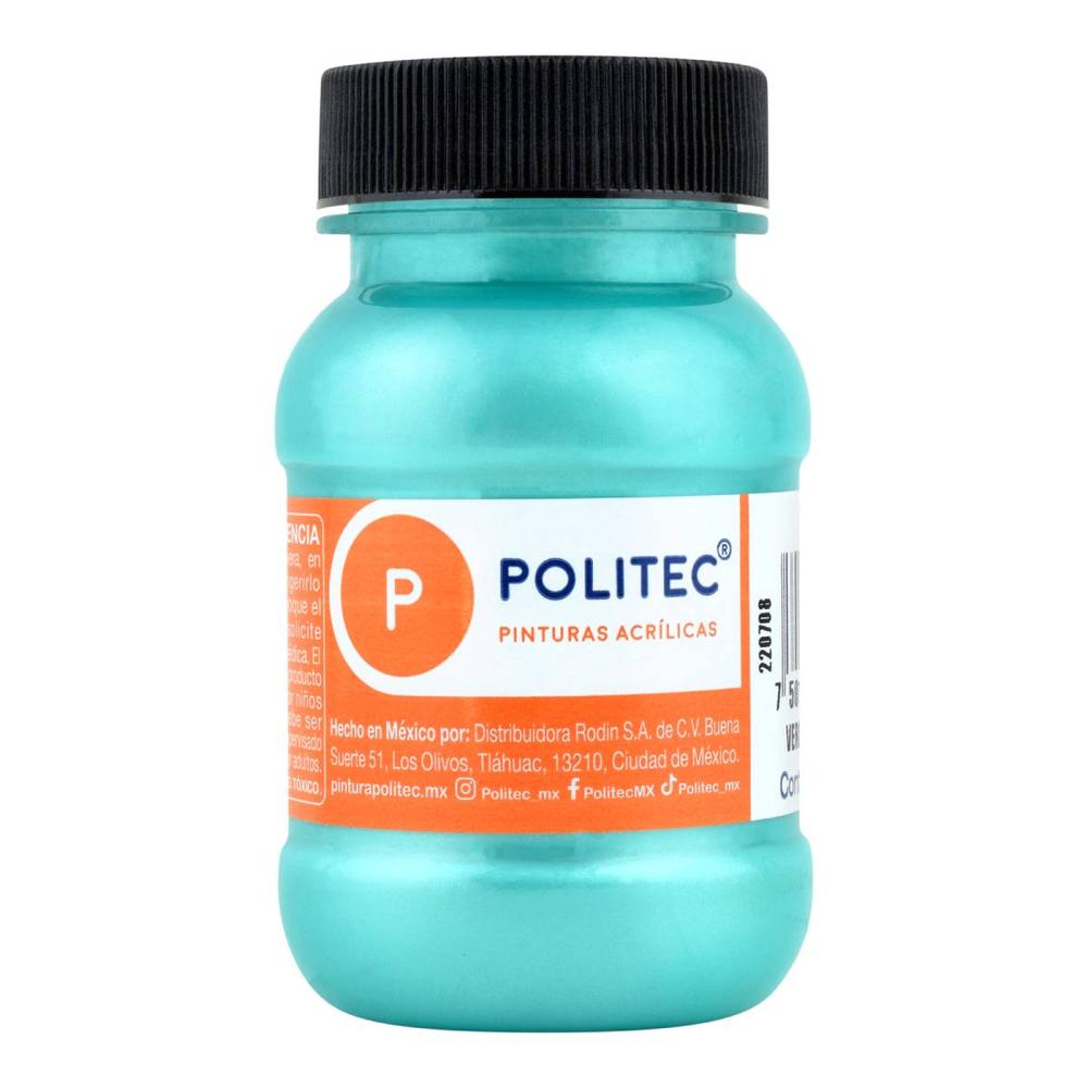 Pintura Acrílica Politec Verde Metálico de 100 ml 2 Piezas