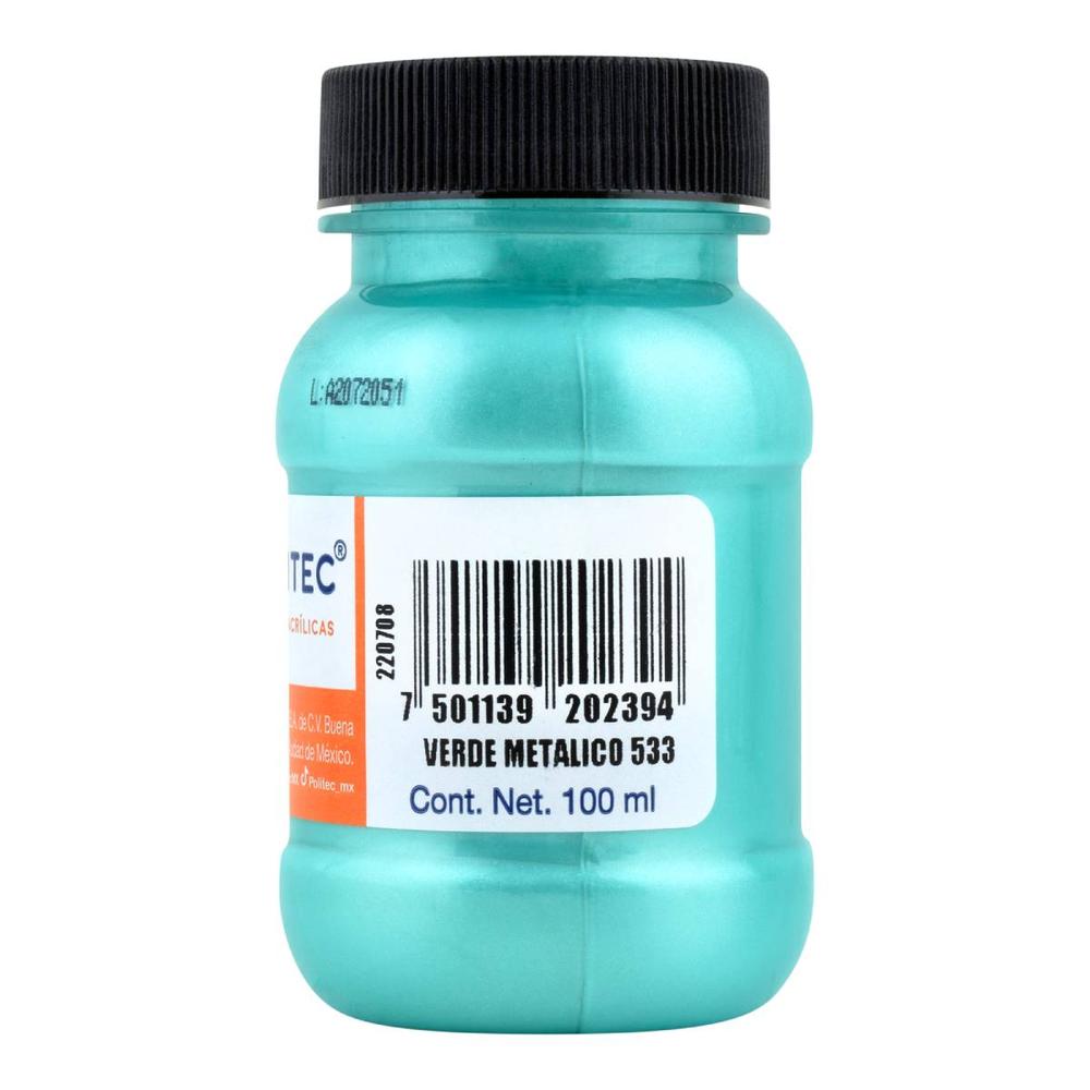 Foto 5 pulgar | Pintura Acrílica Politec Verde Metálico de 100 ml 2 Piezas