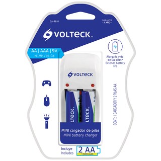 Foto 2 | Cargador de Pilas Volteck AA/AAA y 9v Incluye 2 Pilas AA