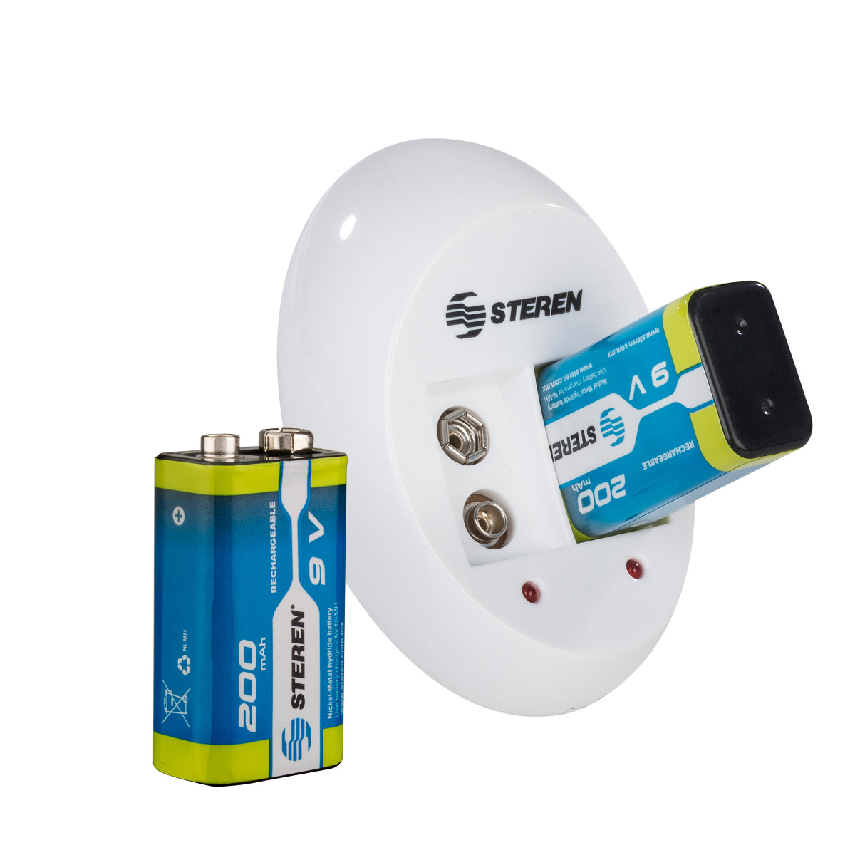 Foto 2 pulgar | Cargador Inteligente de Pilas Steren Crg-250 color Blanco 9 V Incluye 2 Pilas 9 V